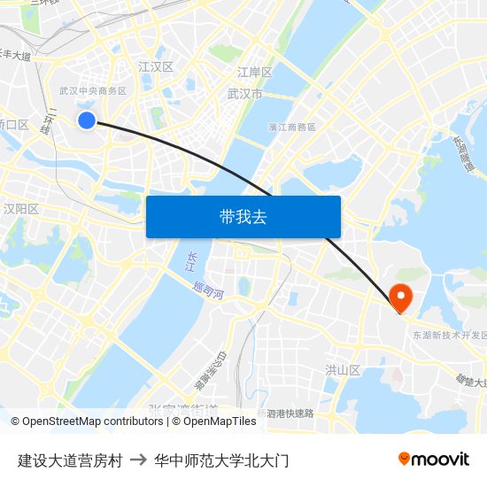 建设大道营房村 to 华中师范大学北大门 map