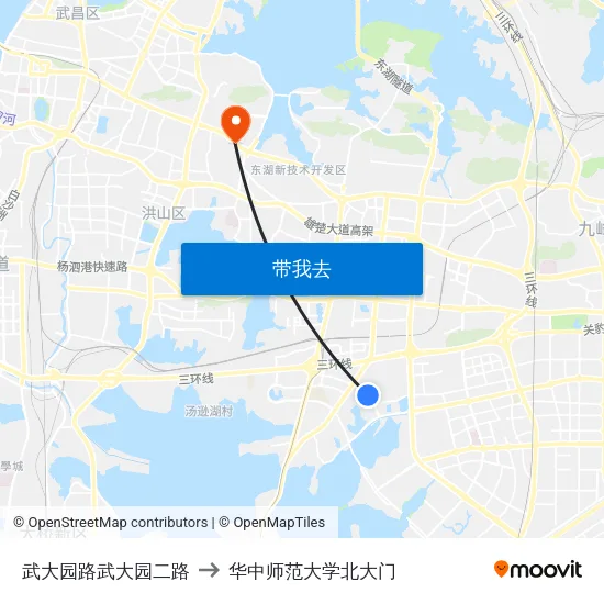 武大园路武大园二路 to 华中师范大学北大门 map