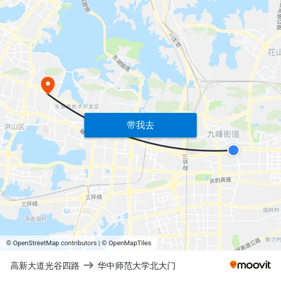 高新大道光谷四路 to 华中师范大学北大门 map