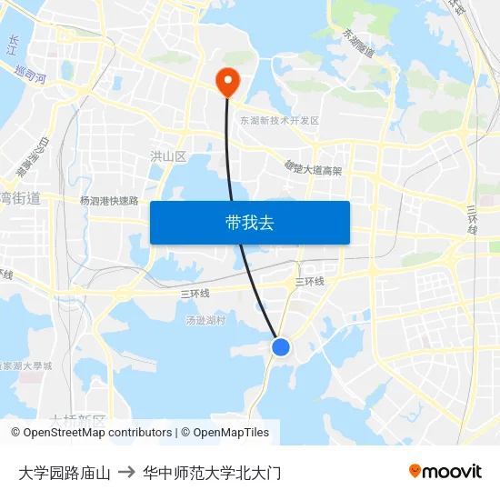大学园路庙山 to 华中师范大学北大门 map