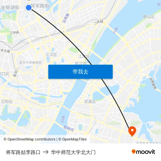 将军路姑李路口 to 华中师范大学北大门 map