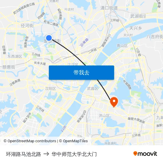 环湖路马池北路 to 华中师范大学北大门 map
