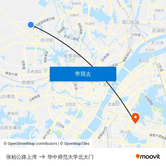 张柏公路上湾 to 华中师范大学北大门 map