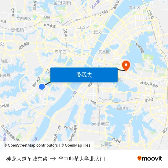 神龙大道车城东路 to 华中师范大学北大门 map