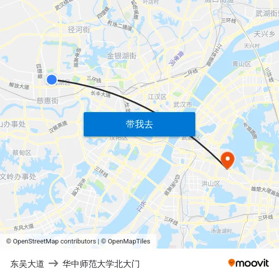 东吴大道 to 华中师范大学北大门 map