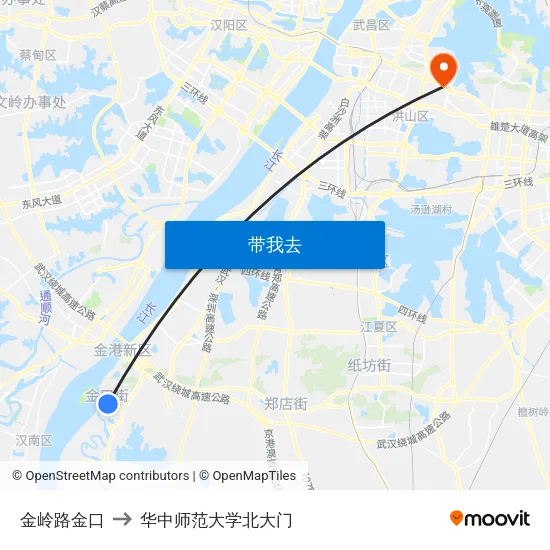 金岭路金口 to 华中师范大学北大门 map