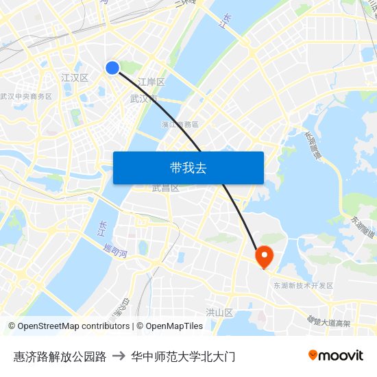 惠济路解放公园路 to 华中师范大学北大门 map