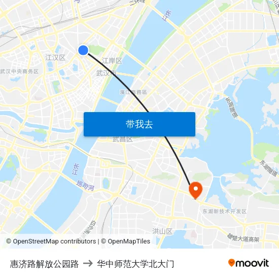 惠济路解放公园路 to 华中师范大学北大门 map