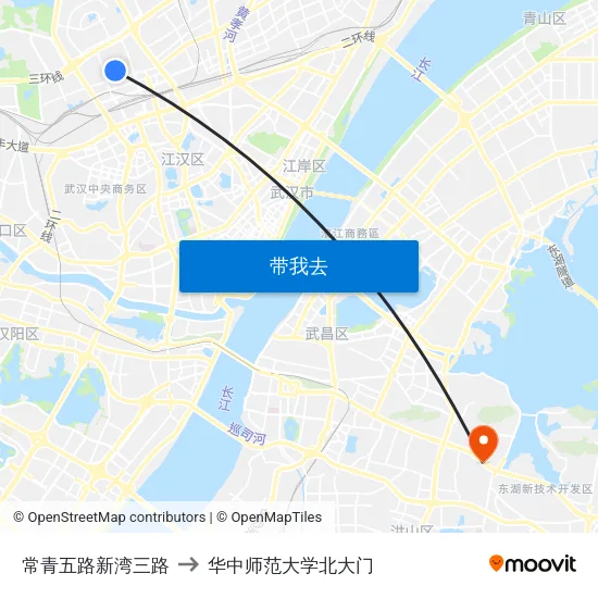 常青五路新湾三路 to 华中师范大学北大门 map