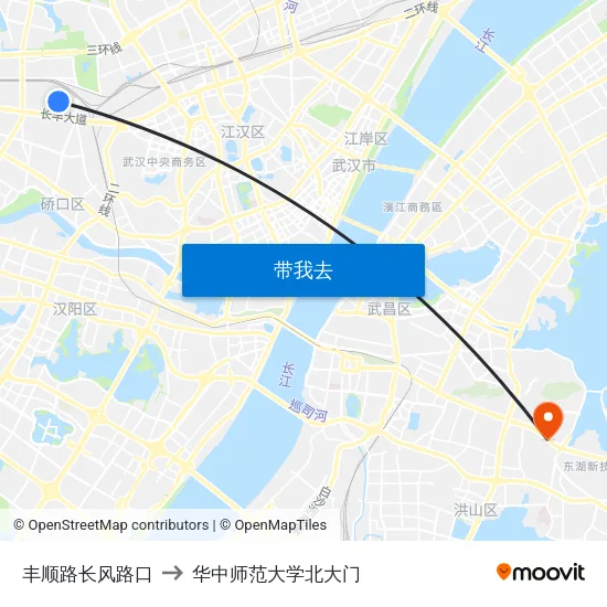 丰顺路长风路口 to 华中师范大学北大门 map