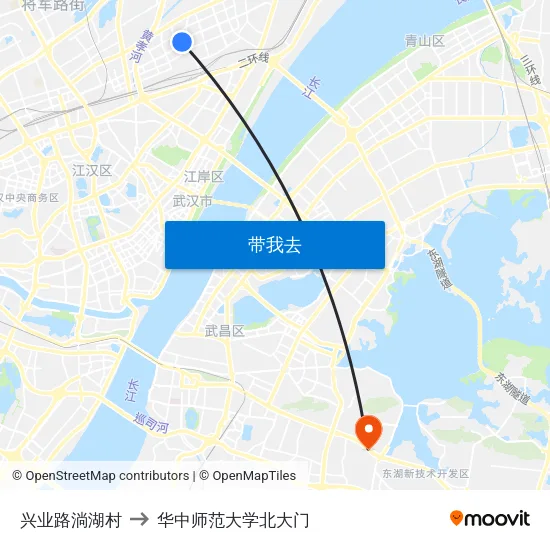 兴业路淌湖村 to 华中师范大学北大门 map