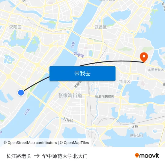 长江路老关 to 华中师范大学北大门 map