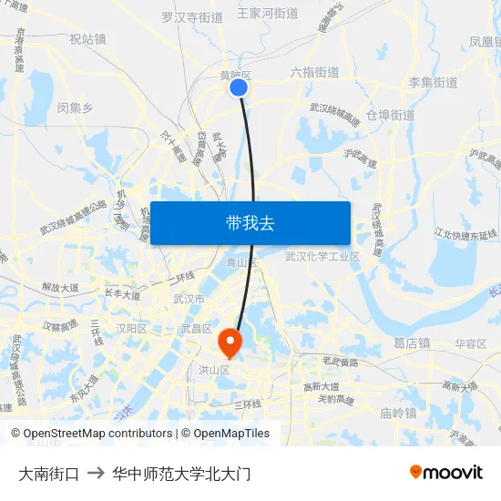 大南街口 to 华中师范大学北大门 map