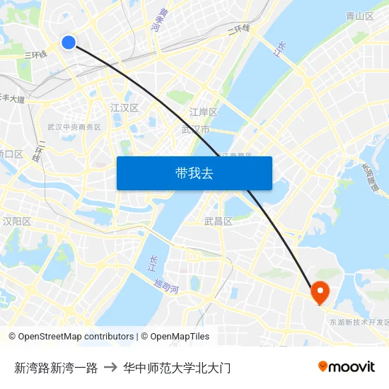 新湾路新湾一路 to 华中师范大学北大门 map