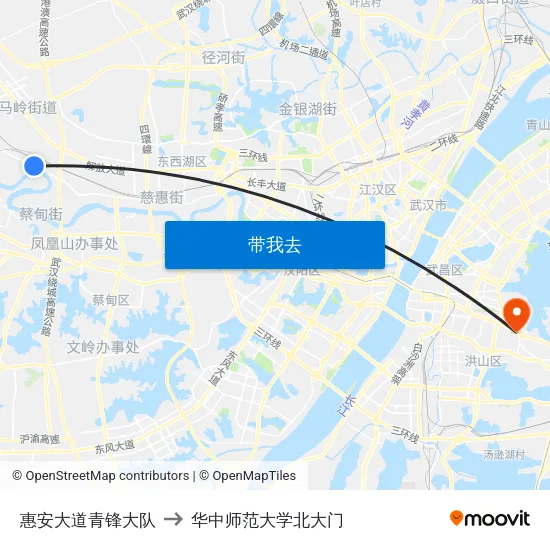 惠安大道青锋大队 to 华中师范大学北大门 map