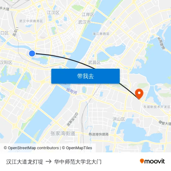 汉江大道龙灯堤 to 华中师范大学北大门 map