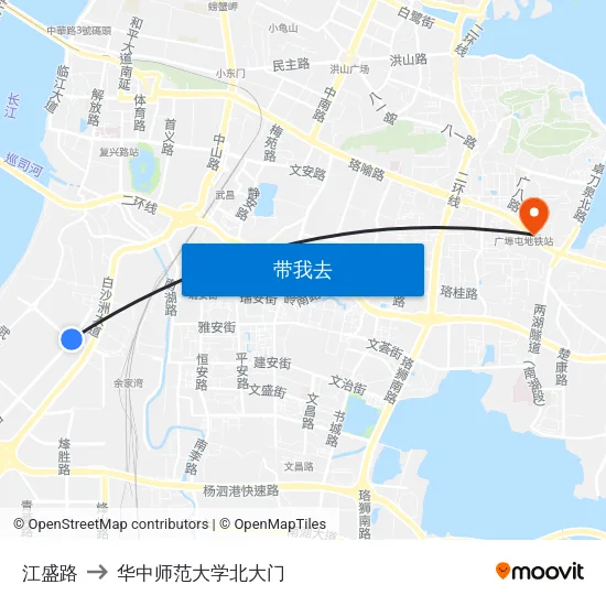 江盛路 to 华中师范大学北大门 map