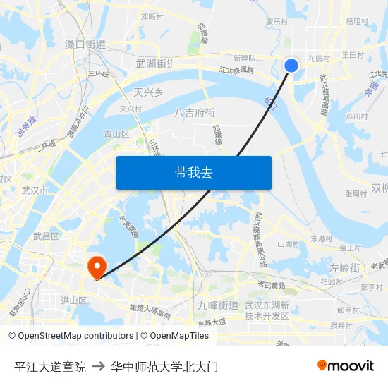 平江大道童院 to 华中师范大学北大门 map