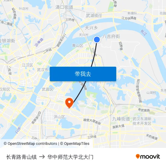 长青路青山镇 to 华中师范大学北大门 map