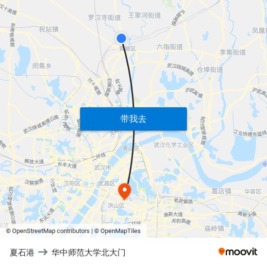 夏石港 to 华中师范大学北大门 map