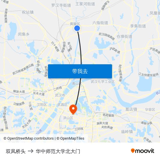 双凤桥头 to 华中师范大学北大门 map