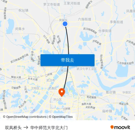 双凤桥头 to 华中师范大学北大门 map