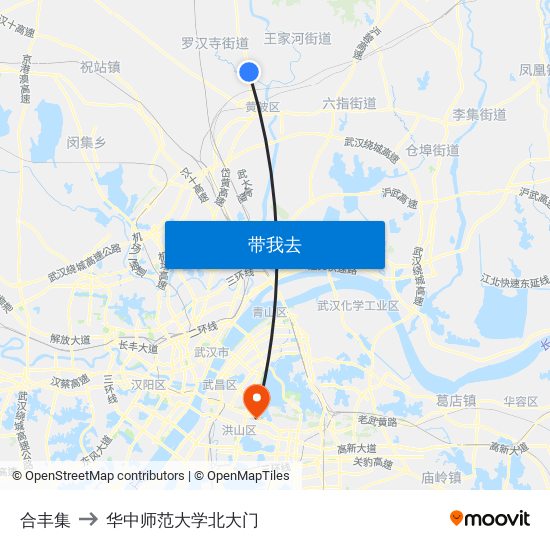 合丰集 to 华中师范大学北大门 map