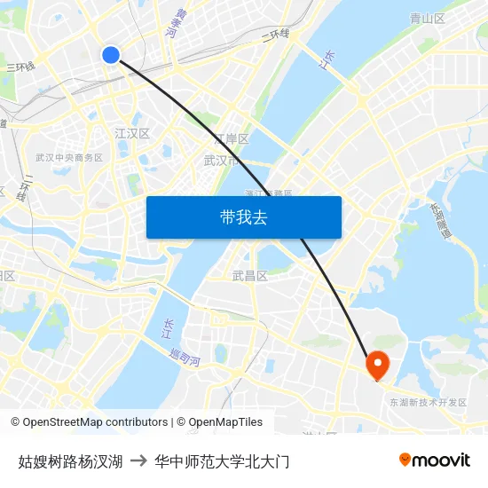 姑嫂树路杨汊湖 to 华中师范大学北大门 map
