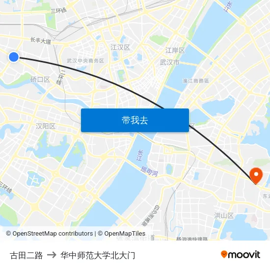 古田二路 to 华中师范大学北大门 map