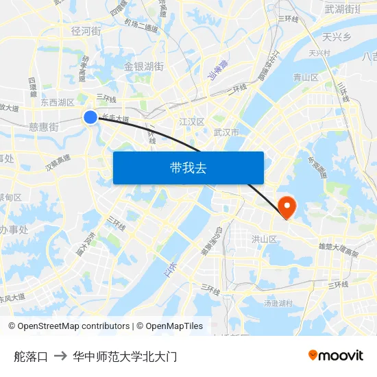 舵落口 to 华中师范大学北大门 map