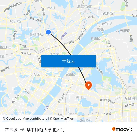 常青城 to 华中师范大学北大门 map