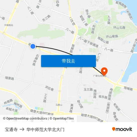 宝通寺 to 华中师范大学北大门 map