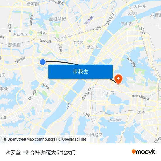 永安堂 to 华中师范大学北大门 map