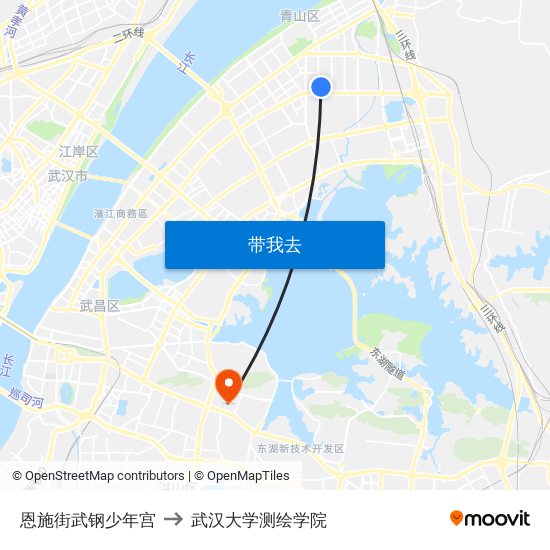 恩施街武钢少年宫 to 武汉大学测绘学院 map