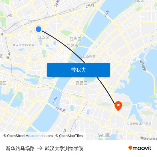新华路马场路 to 武汉大学测绘学院 map