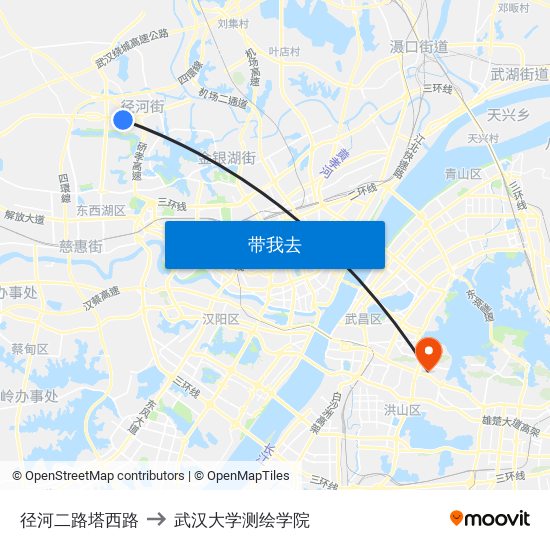 径河二路塔西路 to 武汉大学测绘学院 map