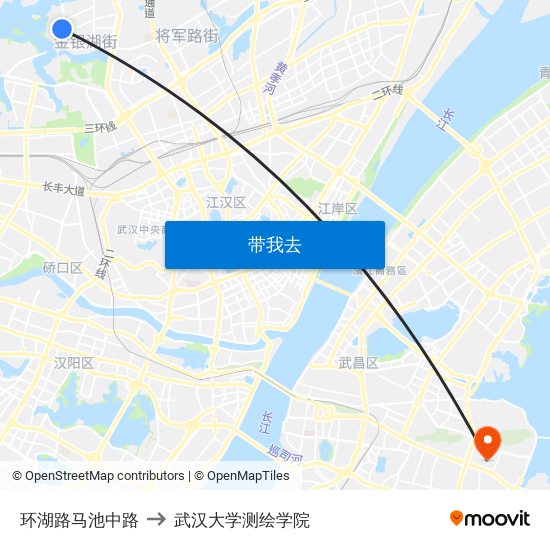 环湖路马池中路 to 武汉大学测绘学院 map