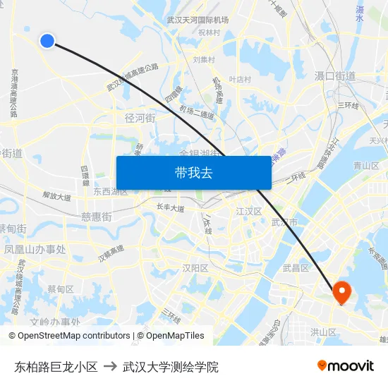 东柏路巨龙小区 to 武汉大学测绘学院 map