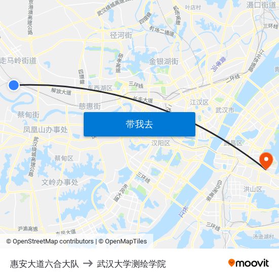 惠安大道六合大队 to 武汉大学测绘学院 map