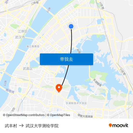 武丰村 to 武汉大学测绘学院 map