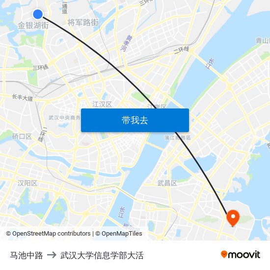 马池中路 to 武汉大学信息学部大活 map