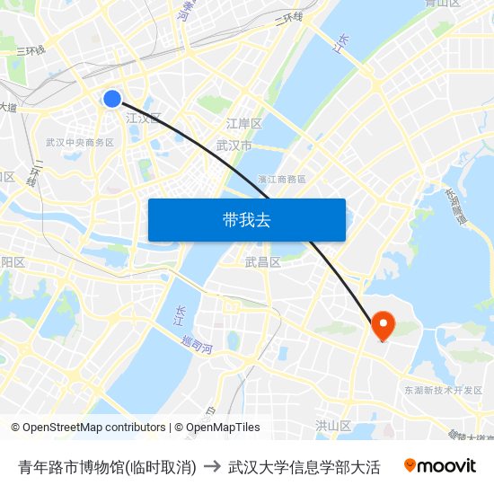 青年路市博物馆(临时取消) to 武汉大学信息学部大活 map