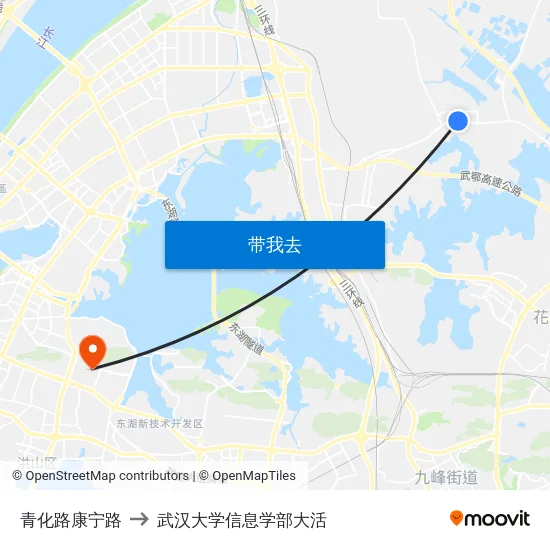 青化路康宁路 to 武汉大学信息学部大活 map