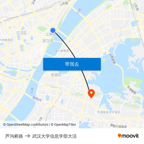 芦沟桥路 to 武汉大学信息学部大活 map