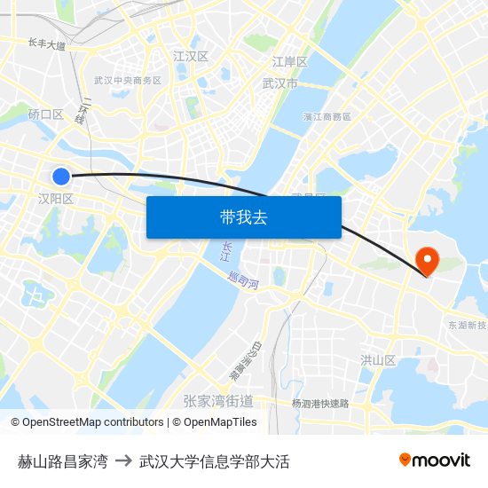 赫山路昌家湾 to 武汉大学信息学部大活 map