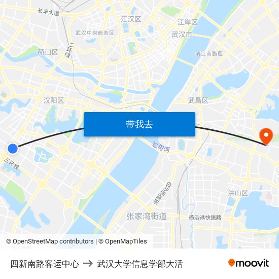 四新南路客运中心 to 武汉大学信息学部大活 map