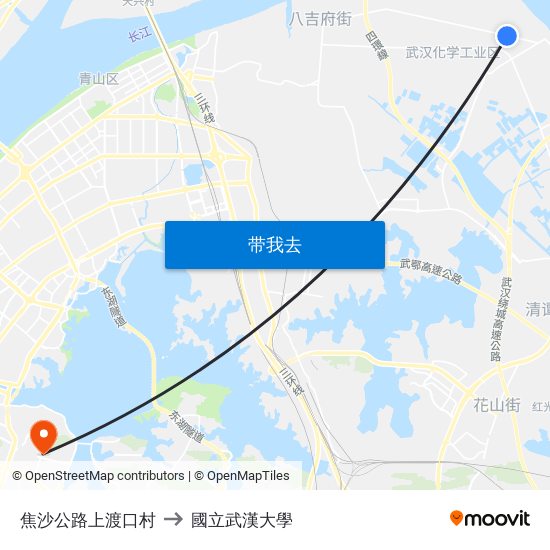 焦沙公路上渡口村 to 國立武漢大學 map