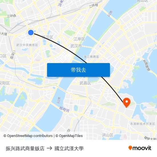 振兴路武商量贩店 to 國立武漢大學 map