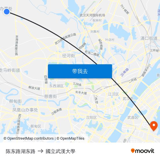 陈东路湖东路 to 國立武漢大學 map