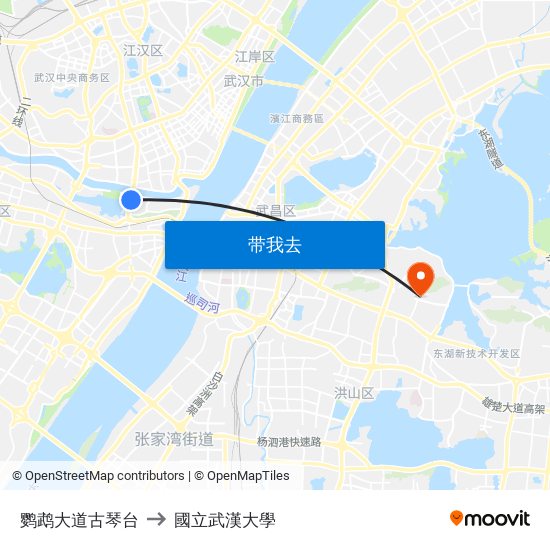 鹦鹉大道古琴台 to 國立武漢大學 map